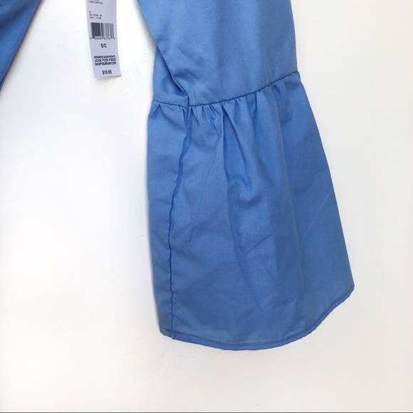 Jaclyn Smith Bell Sleeve Popover Blouse Blue NWT S - Picture 2 of 7